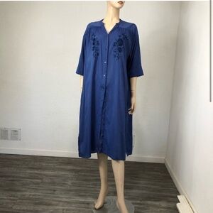 Studio CLIP button front embroidery flower T-shirt dress